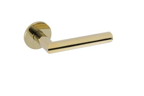 Tupai Exclusivo 5S Line Covela Lever Door Handle on 5mm Slimline Round Rose - Raw Brass - Set