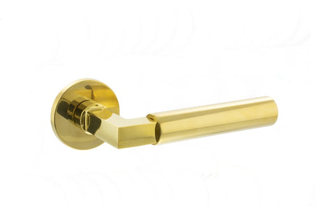 Tupai Exclusivo 5S Line Covas Lever Door Handle on 5mm Slimline Round Rose - Raw Brass - Set