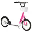 HOMCOM Kids Scooter, Kick Stunt Scooter with Adjustable Handlebar, Dual Brakes, Basket, Cupholder, Mudguard, 16" Inflatable Rubber Wheels, for 5-12 years, Pink