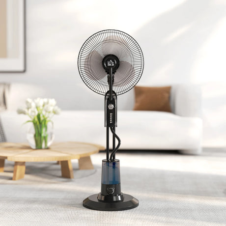 HOMCOM Pedestal Fan with Water Mist Spray, Spray Misting Fan with 70 Oscillation, Tilt Head, 3 Speeds, 3 Modes, Adjustable Mist, 3.2L Water Tank, for Home, 120 cm