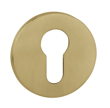 Tupai Exclusivo 5S Line Euro Escutcheons on 5mm Slimline Round Rose - Raw Brass - Pair