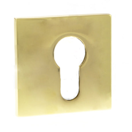 Tupai Exclusivo 5S Line Euro Escutcheons on 5mm Slimline Square Rose - Polished Brass - Pair