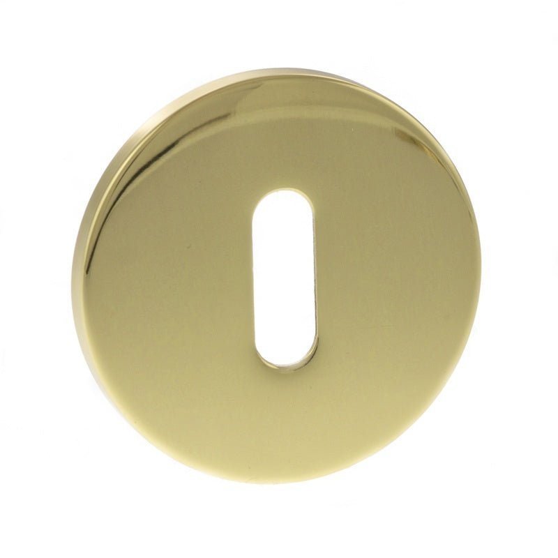 Tupai Exclusivo 5S Line Key Escutcheons on 5mm Slimline Round Rose - Polished Brass - Pair