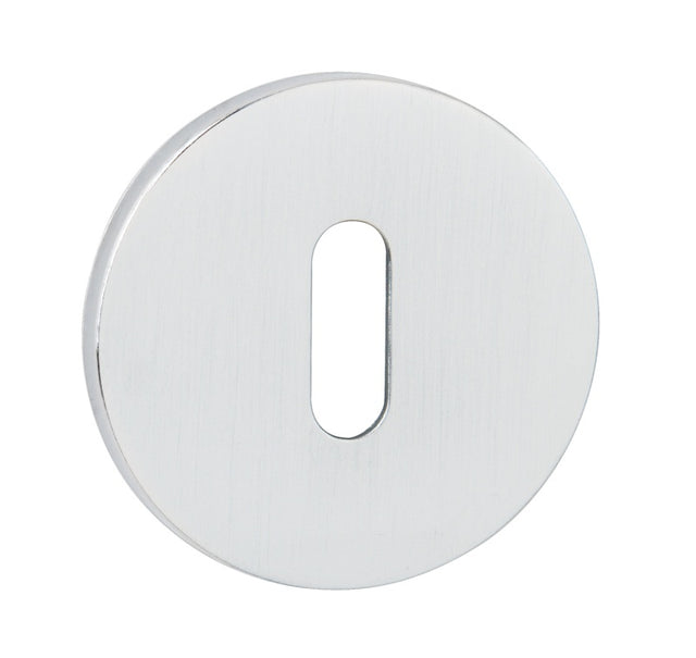 Tupai Exclusivo 5S Line Key Escutcheons on 5mm Slimline Round Rose - White - Pair