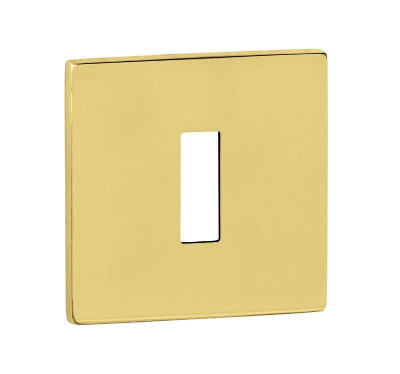 Tupai Exclusivo 5S Line Key Escutcheons on 5mm Slimline Square Rose - Polished Brass - Pair