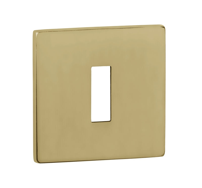 Tupai Exclusivo 5S Line Key Escutcheons on 5mm Slimline Square Rose - Raw Brass - Pair