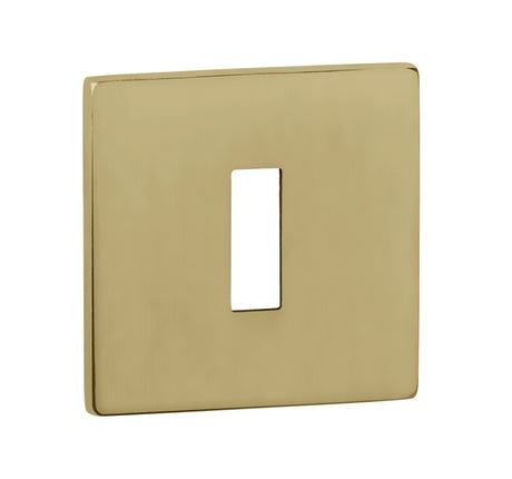 Tupai Exclusivo 5S Line Key Escutcheons on 5mm Slimline Square Rose - Raw Brass - Pair