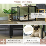 PawHut Dog Cage Side Table, with Cushion, for Small and Medium Dogs