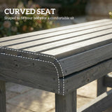 Outsunny Wooden Outdoor Bench, 2 Seater Garden Bench, Backless Patio Bench with Slatted Curved Seat, Grey Embossed Finish