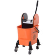 HOMCOM 25L Mop Bucket, with Wringer, Wheels and Handle - Orange