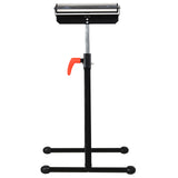 HOMCOM Set of 2 Folding Roller Stand, Material Support Pedestal with Ball Bearing Roller Height Adjustable Portable, Metal Construction, Black