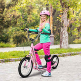 HOMCOM Kids Scooter, Teen Kick Scooter with Rubber Wheels, 16" Front Wheel, Height Adjustable Handlebar, Dual Brakes, Kick Stand, for 5+ Years, Pink