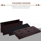 HOMCOM Folding Faux Leather Storage Cube Ottoman Bench Seat PU Rectangular Footrest Stool Box (Brown)