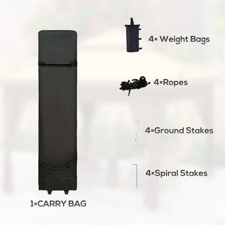 Outsunny 3 x 3(m) Pop Up Gazebo with Mosquito Netting, 1 Person Easy up Marquee Party Tent with 1-Button Push, Double Roof, Carry Bag, Sandbags, Height Adjustable Instant Shelter, Khaki