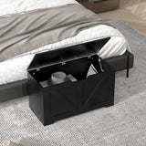 HOMCOM 100L Home Storage Box, with Safety Hinges - Black Wood-Effect