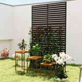 Outsunny Decorative Privacy Fence Screen, Metal Outdoor Privacy Screen Climbing Plant Trellis with Stand, 122 x 198 cm, Black
