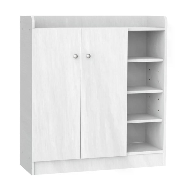 HOMCOM Shoe Storage Cabinet  Two Doors w/ Adjustable 4 Shelves Cupboard Footwear Rack Stand Organiser Hallway White