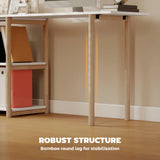HOMCOM Computer Desk with Storage Shelves Modern Writing Desk Bamboo Frame for Home Office 150 cm White and Oak
