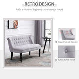 HOMCOM Velvet 2 Seater Sofa, Button Tufted Wingback Loveseat with Rubber Wood Legs for Living Room, Bedroom, Grey