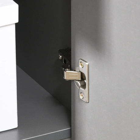 HOMCOM Computer Desk with Drawers, High Gloss Home Office Desk with Storage Cabinet, Study Workstation, 120 x 60cm, Grey