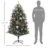 HOMCOM 6ft Artificial Christmas Tree, with Purple Decorations and Lights