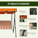 Outsunny 3 Seater Garden Swing Chair, Outdoor Swing Chair with Adjustable Canopy, Mental Frame & Cushions, Orange