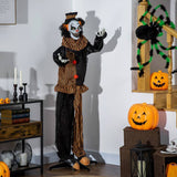 Outsunny 67 Inch Life Size Outdoor Halloween Decorations Talking Circus Clown, Animated Prop Animatronic Decor with Light Up Eyes, Laughter