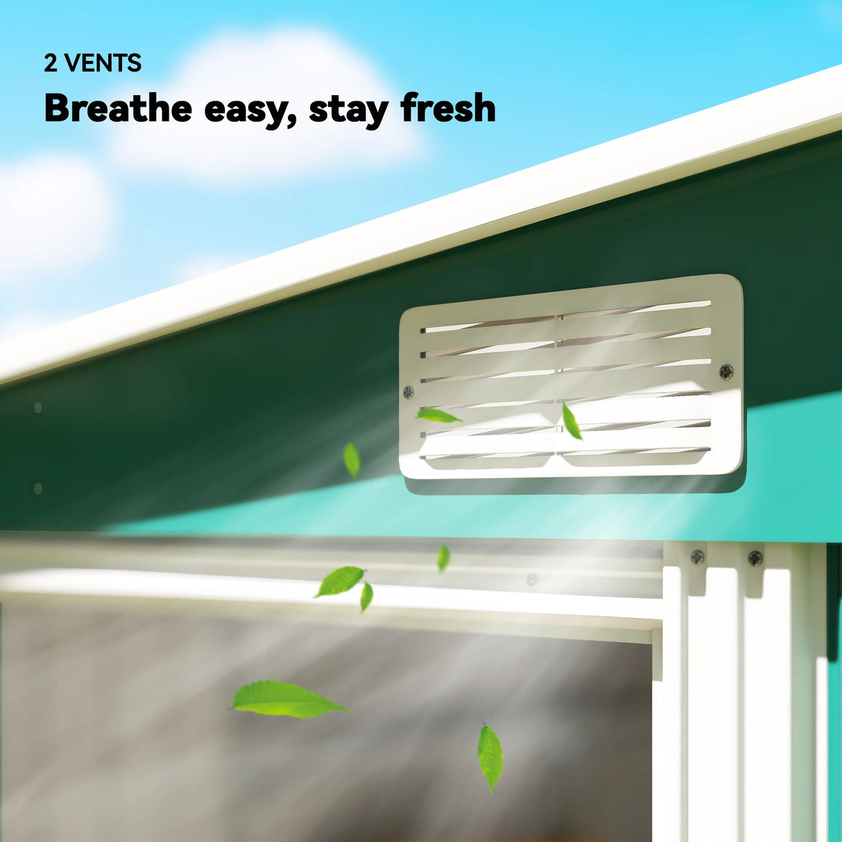 Outsunny 7 x 5ft Galvanised Metal Shed, with Sliding Door - Green