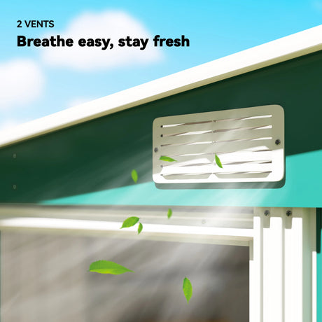 Outsunny 7 x 5ft Galvanised Metal Shed, with Sliding Door - Green