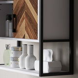 HOMCOM Bathroom Cabinet Wall Mounted, Bathroom Wall Cabinet Medicine Cabinet with 2 Doors, Adjustable Shelf, Walnut