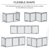 PawHut Freestanding Pet Gate 4 Panel Folding Wooden Dog Barrier w/ Support Feet