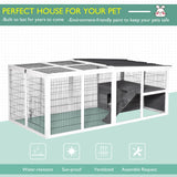 PawHut Guinea Pigs Hutches Wooden Small Rabbits Hutches Pet Run Cover Indoor Outdoor, Grey