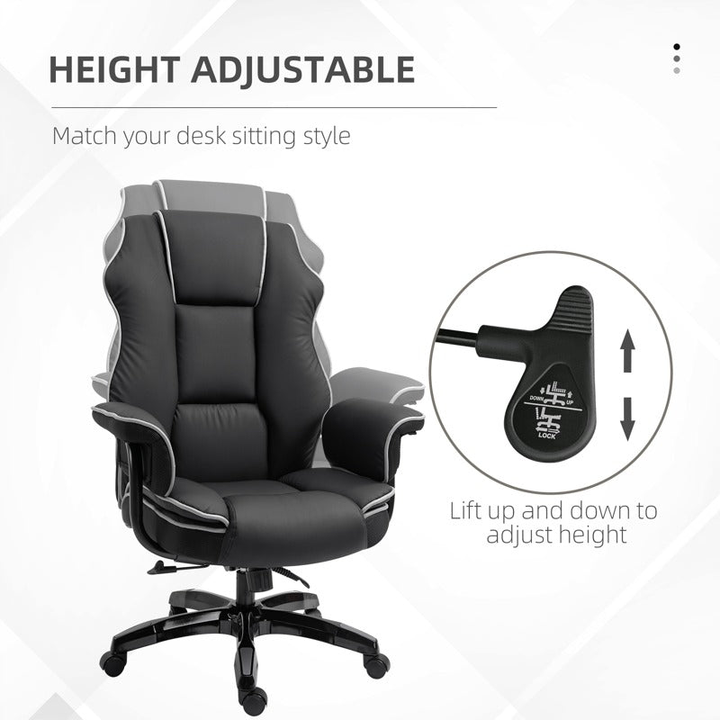 Vinsetto Faux Leather Executive Office Chair, with Contrast Piping - Black/White