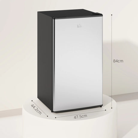 HOMCOM 91 Litre Freestanding Under Counter Fridge Freezer, Small Fridge with Chiller Box, Adjustable Thermostat, 47.5cm Wide, Silver Tone