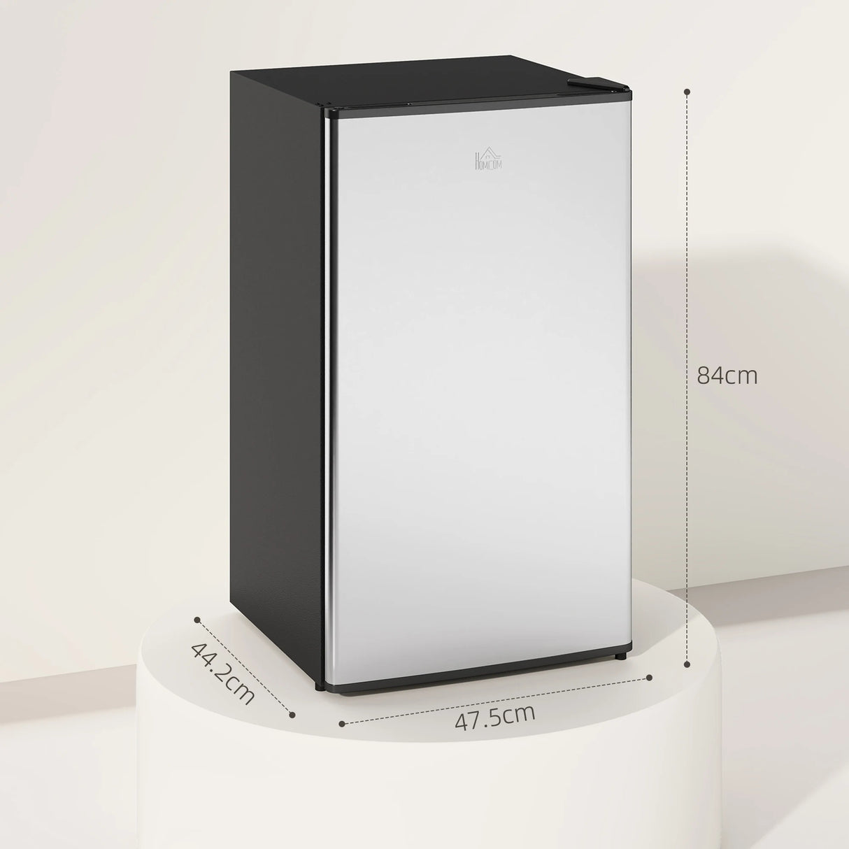 HOMCOM 91 Litre Freestanding Under Counter Fridge Freezer, Small Fridge with Chiller Box, Adjustable Thermostat, 47.5cm Wide, Silver Tone