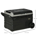 Outsunny 40L Car Refrigerator, Portable Compressor Cooler Box, Fridge Freezer w/ Inner LED Light, Foldable Handles, Cup Holders, 12/24V DC and 110-240V AC for Campervan RV Boat Travel Down to -20