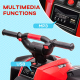HOMCOM 12V Ride-On Quad Bike w/ Music, Horn, for Ages 3-5 Years - Red