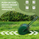 Outsunny 40L Garden Lawn Roller, Water Sand Filled Outdoor Grass Roller, 32cm Heavy Duty Metal Lawn Push Rolling Tool for Grass Seeding, Soil Levelling, Green