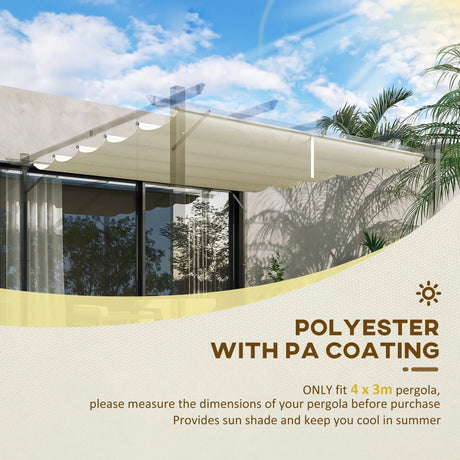 Outsunny Retractable Pergola Cover, 2.55 x 2.5 m Replacement Canopy Fabric for 3 x 3 m Frame, Roof Top Only, Cream White