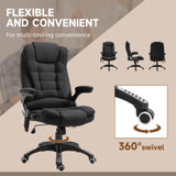 Vinsetto Massage Recliner Chair Heated Office Chair with Six Massage Points Linen-Feel Fabric 360 Swivel Wheels Black