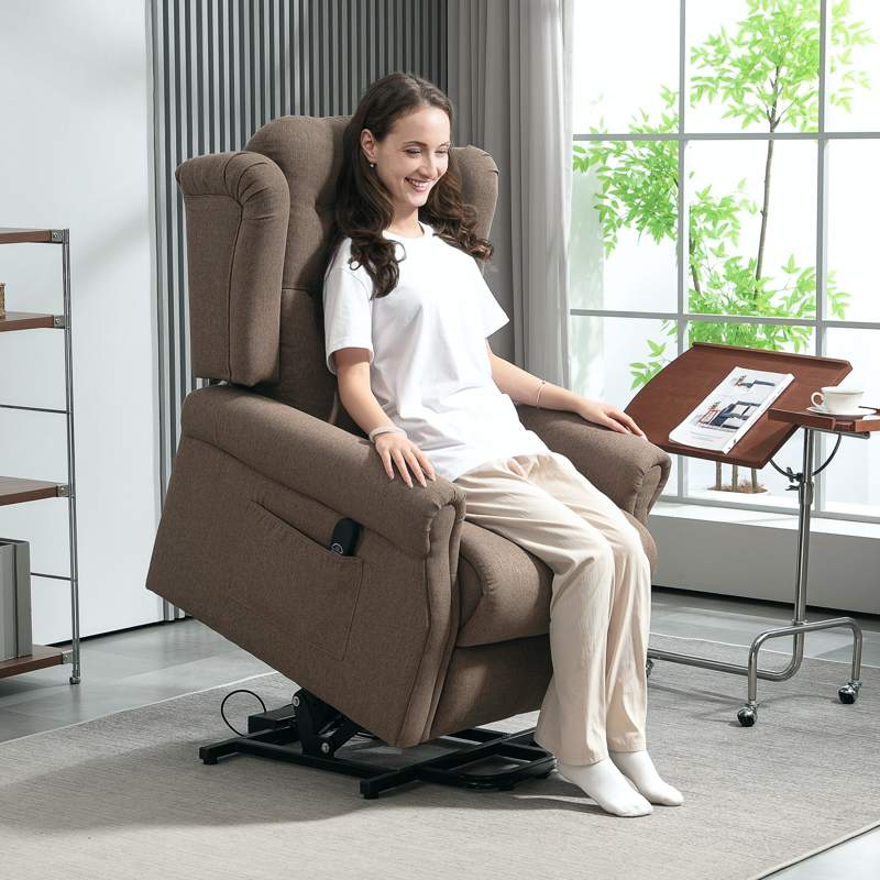 HOMCOM 45 Lifting Riser and Recliner Armchair  - Dark Brown