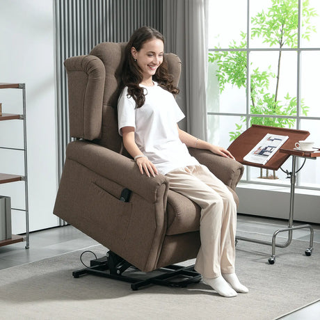 HOMCOM 45 Lifting Riser and Recliner Armchair  - Dark Brown