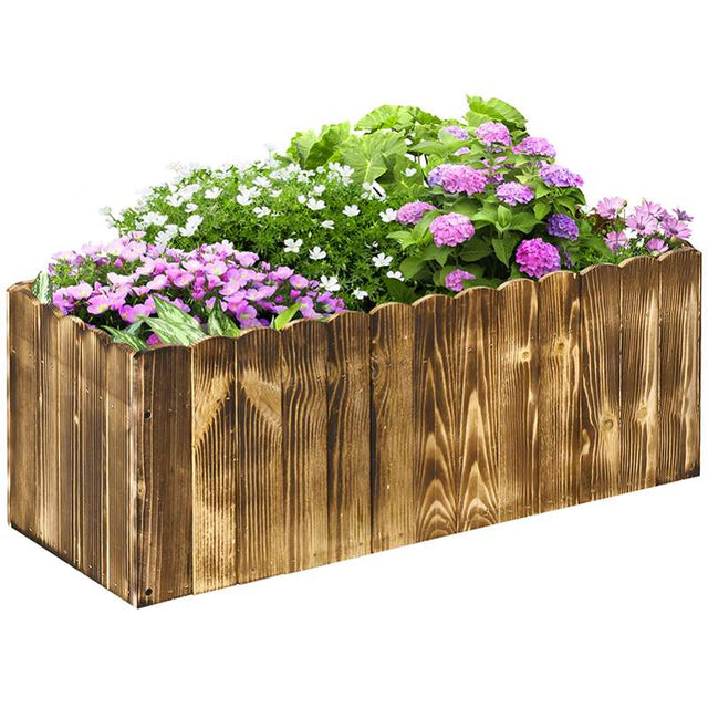 Outsunny 70L Raised Garden Bed, Wooden Rectangle Planter Box, Outdoor Herb Vegetable Flower Pot (80L x 33W x 30H cm)