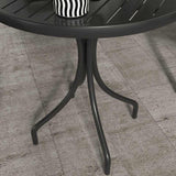 Outsunny 66cm Patio Table, Round Garden Table, Outdoor Side Table with Steel Frame and Slat Tabletop, Black