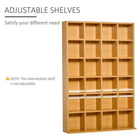 HOMCOM CD Storage Unit with Adjustable Shelves, 89 x 130.5 cm, Beech Wood Finish
