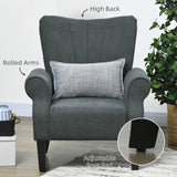 HOMCOM Upholstered Accent Chair with Rolled Arms and Wood Legs, Armchair for Living Room Bedroom, Grey