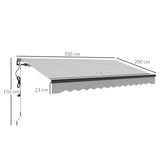 Outsunny 3.5 x 3(m) Electric Awning with Remote Controller, Aluminium Frame DIY Retractable Awning, UPF30+ Sun Shade Canopy for Garden Patio Deck Door Window, Light Grey