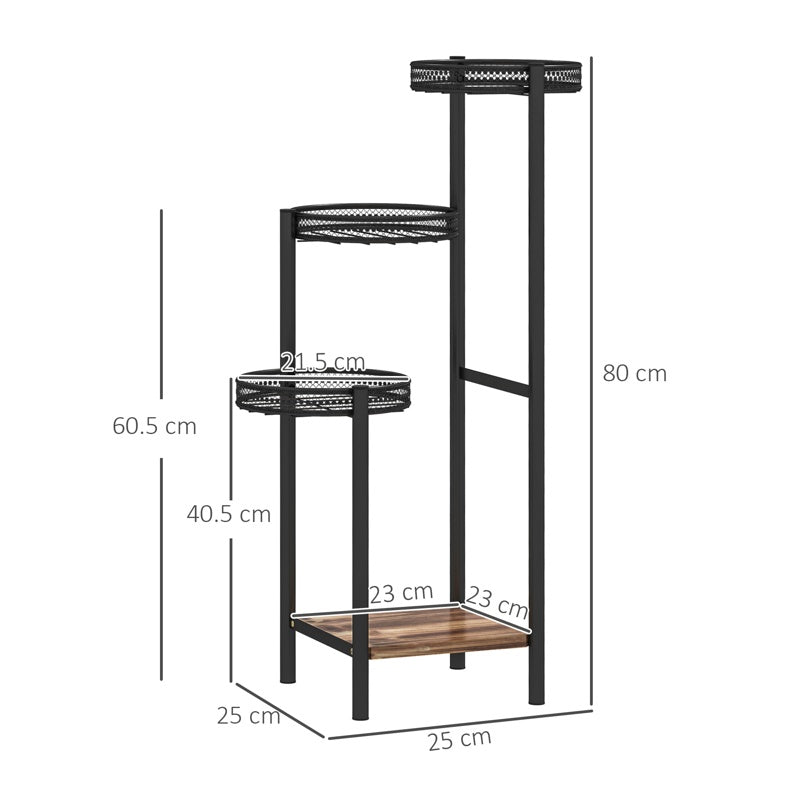 Outsunny Four-Tier Steel Plant Stand - Black