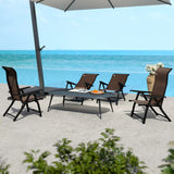Outsunny Set of Four Folding Garden Chairs, with Seven-Position Adjustable Backs, Dark Brown