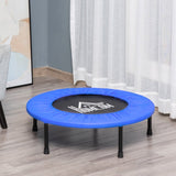 HOMCOM 32" Mini Fitness Trampoline Home Gym Yoga Exercise Rebounder Indoor Outdoor Jumper with Safety Pad, Support Up to 100 KG, Blue and Black